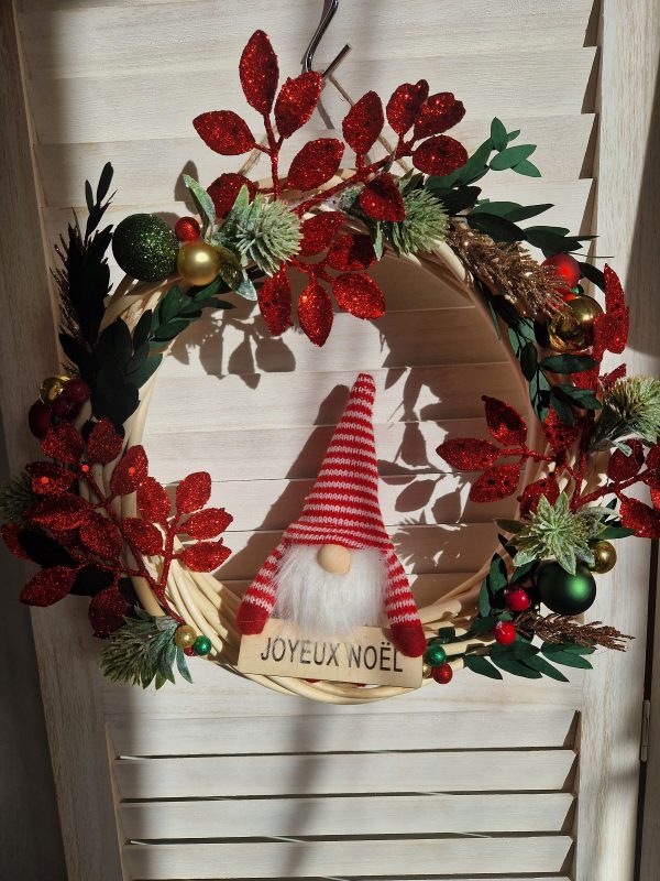Grande couronne osier Noël