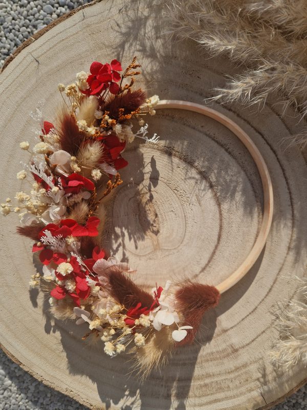 Couronne bambou fleurs séchées