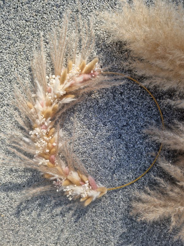Couronne acier fleurs séchées